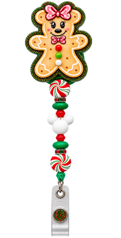 Gingerbread Workday Magic | Interchangeable Badge Reel Topper & Beaded Badge Reel Set