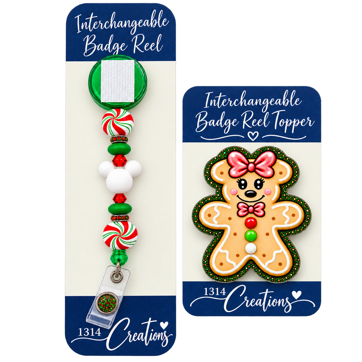 Gingerbread Workday Magic | Interchangeable Badge Reel Topper & Beaded Badge Reel Set