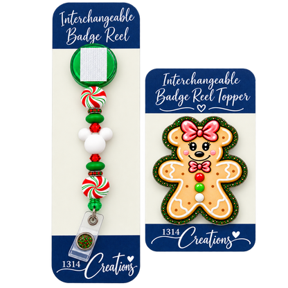 Gingerbread Workday Magic | Interchangeable Badge Reel Topper & Beaded Badge Reel Set