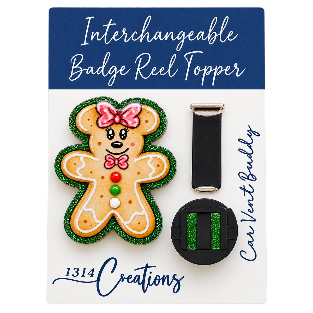 Gingerbread Workday Magic | Interchangeable Badge Reel Topper & Beaded Badge Reel Set