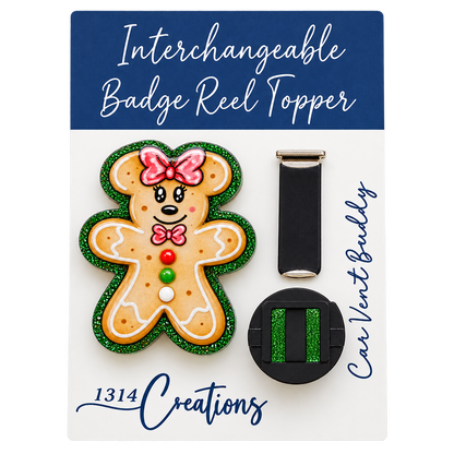 Gingerbread Workday Magic | Interchangeable Badge Reel Topper & Beaded Badge Reel Set
