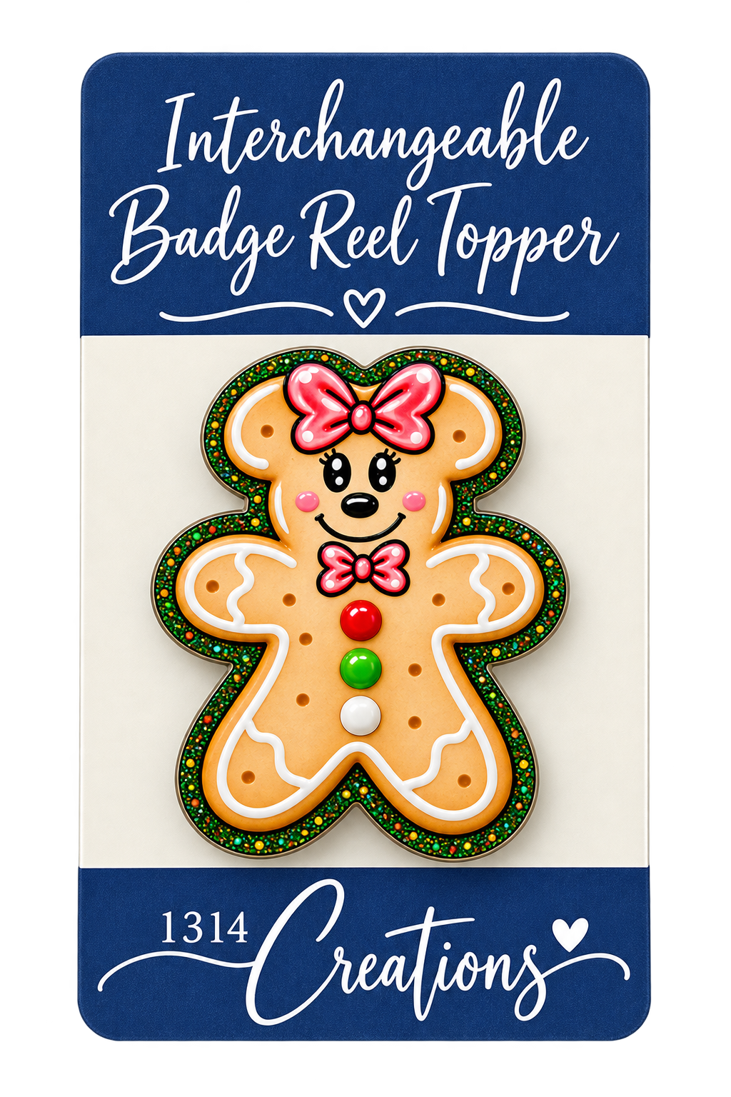 Gingerbread Workday Magic | Interchangeable Badge Reel Topper & Beaded Badge Reel Set