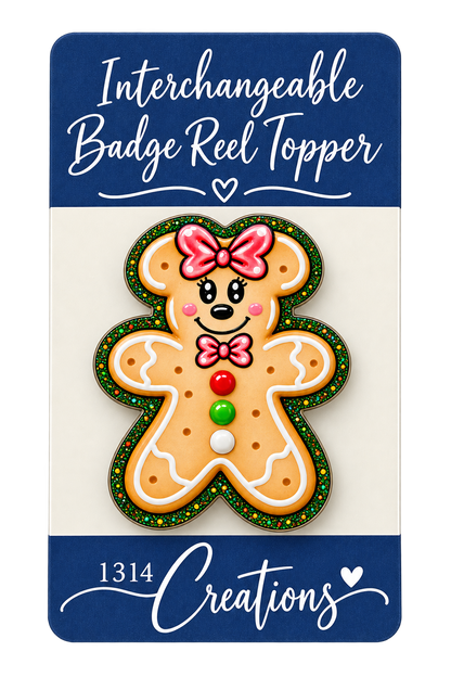 Gingerbread Workday Magic | Interchangeable Badge Reel Topper & Beaded Badge Reel Set