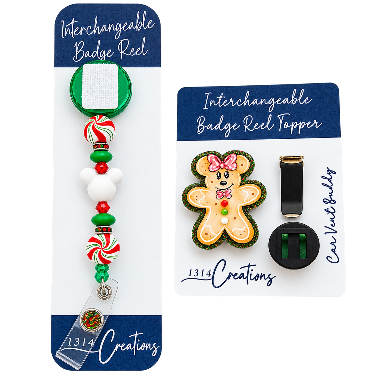 Gingerbread Workday Magic | Interchangeable Badge Reel Topper & Beaded Badge Reel Set