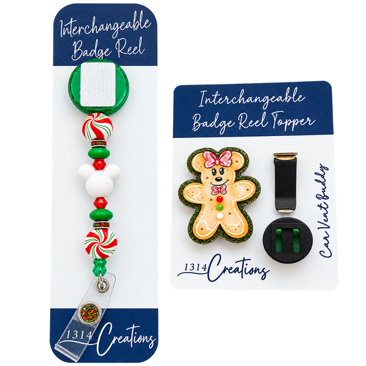 Gingerbread Workday Magic | Interchangeable Badge Reel Topper & Beaded Badge Reel Set