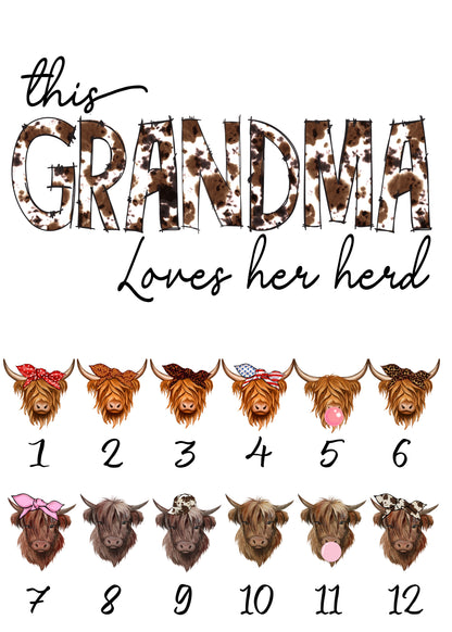 This Grandma Loves Her Herd Mug – A Personalized Gift She'll Cherish Forever, Personalized Cow Themed Coffee Mug, Gift For Grandmother