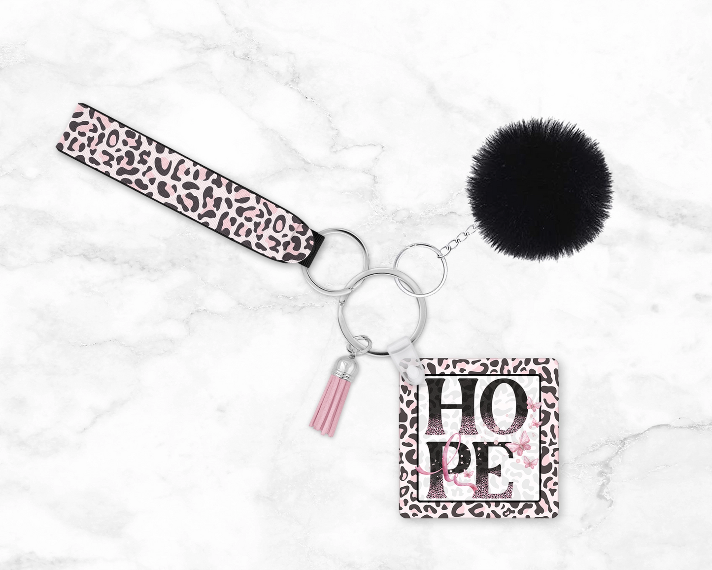 HOPE Keychain – A Symbol of Strength & Resilience 🎗️ Awareness Key Ring Wristlet 🎗️ Inspirational Gift For Cancer Warrior