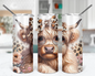 Highland Calf With A Leopard Print Bow / 20oz Cow Tumbler With Straw / Gift For Cow Lovers