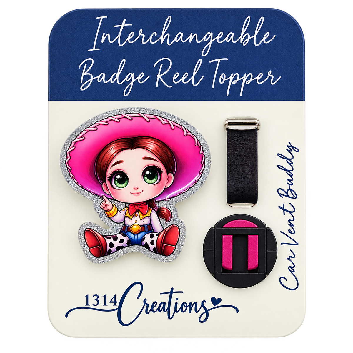 Howdy, Workday! | Cowgirl Interchangeable Badge Reel & Topper Set