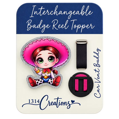 Howdy, Workday! | Cowgirl Interchangeable Badge Reel & Topper Set