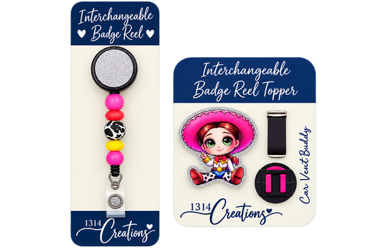 Howdy, Workday! | Cowgirl Interchangeable Badge Reel & Topper Set