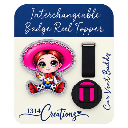 Howdy, Workday! | Cowgirl Interchangeable Badge Reel & Topper Set
