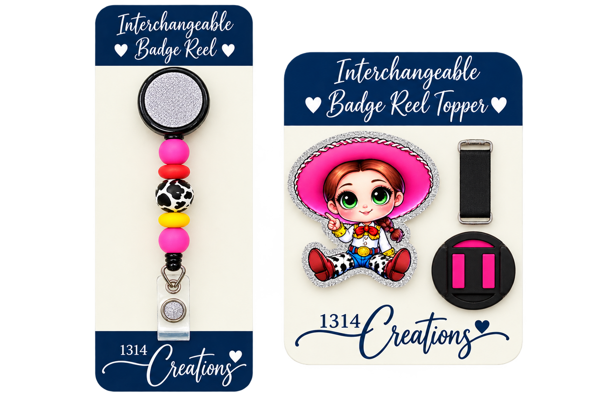 Howdy, Workday! | Cowgirl Interchangeable Badge Reel & Topper Set