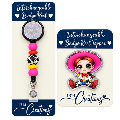 Howdy, Workday! | Cowgirl Interchangeable Badge Reel & Topper Set