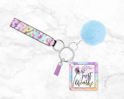 Just Breathe Dandelion & Butterfly Keychain – A Daily Reminder of Calm & Mindfulness🌿  Inspirational Dandelion Lanyard 🌿 Positive Mental Health Awareness