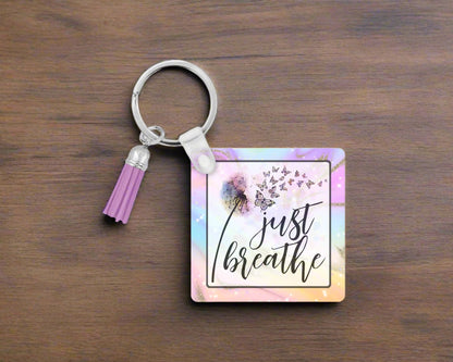 Just Breathe Dandelion & Butterfly Keychain – A Daily Reminder of Calm & Mindfulness🌿  Inspirational Dandelion Lanyard 🌿 Positive Mental Health Awareness