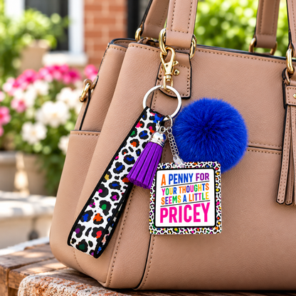 Keep the Change wristlet keychain hanging from a purse