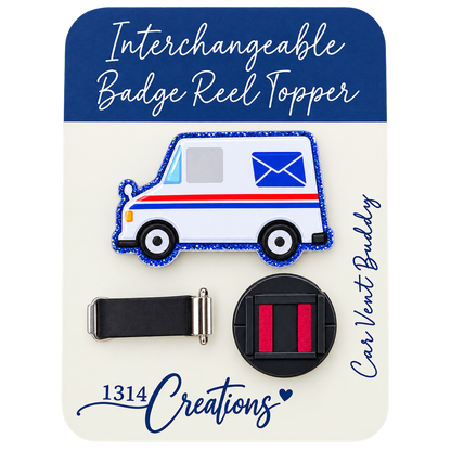 Delivering a Little Workday Magic | Mail Truck Badge Reel Topper & Set