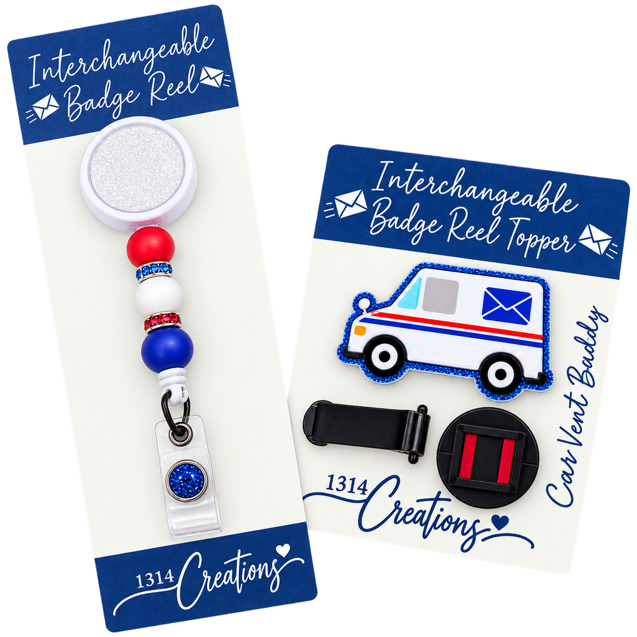 Delivering a Little Workday Magic | Mail Truck Badge Reel Topper & Set