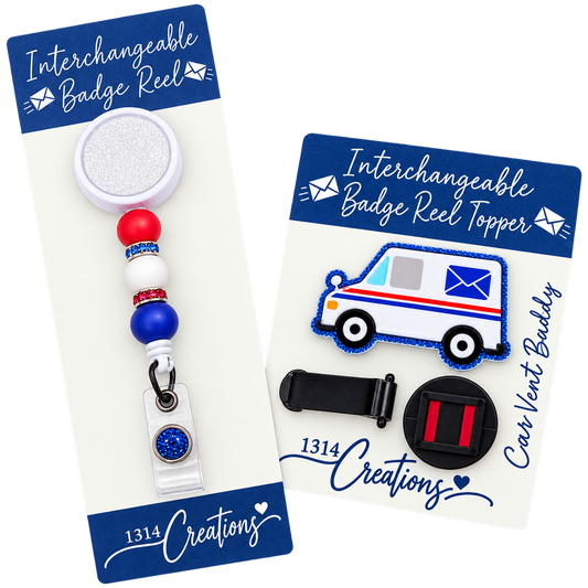 Delivering a Little Workday Magic | Mail Truck Badge Reel Topper & Set