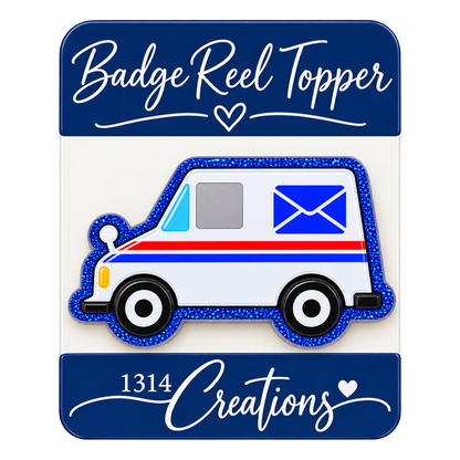 Delivering a Little Workday Magic | Mail Truck Badge Reel Topper & Set