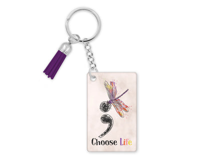 Love & Hope Keychain – A Constant Reminder That You Are Never Alone / Semicolon Dragonfly Mental Health Awareness Lanyard