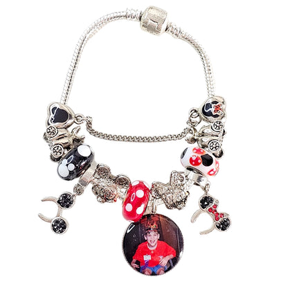 🪄 Magical Mouse Memories Personalized Photo Charm Bracelet! ✨ Silver Mouse Themed Charm Bracelet ✨ Family Vacation Bracelet