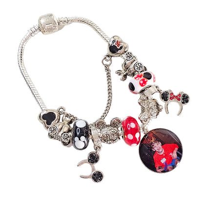 🪄 Magical Mouse Memories Personalized Photo Charm Bracelet! ✨ Silver Mouse Themed Charm Bracelet ✨ Family Vacation Bracelet