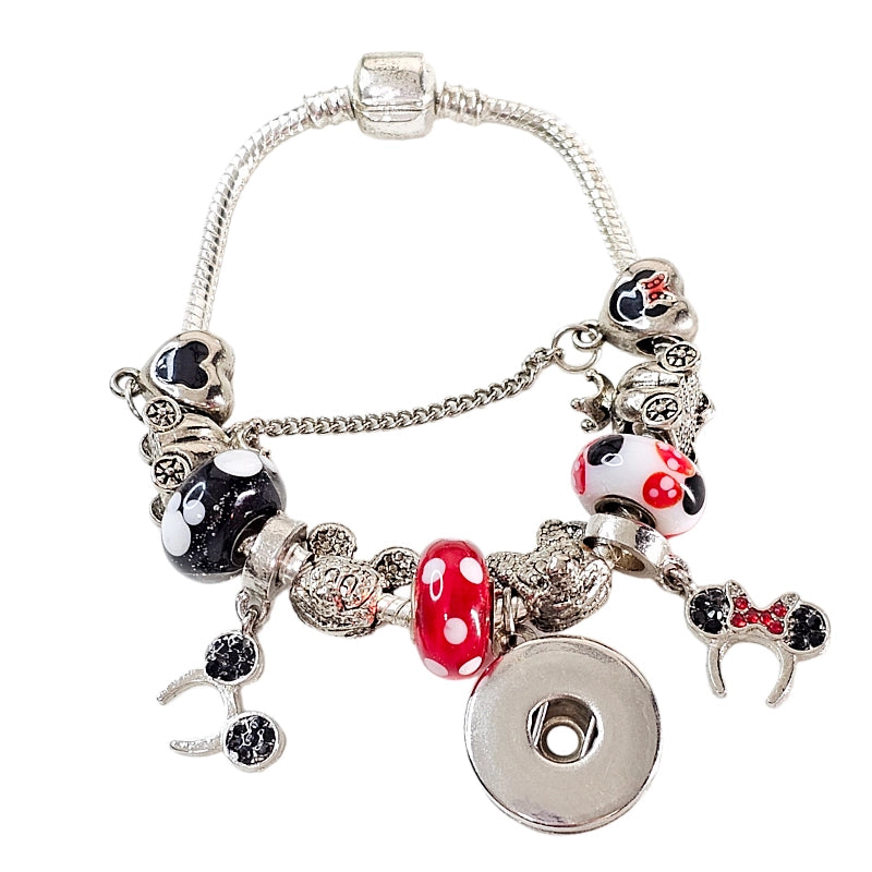 🪄 Magical Mouse Memories Personalized Photo Charm Bracelet! ✨ Silver Mouse Themed Charm Bracelet ✨ Family Vacation Bracelet