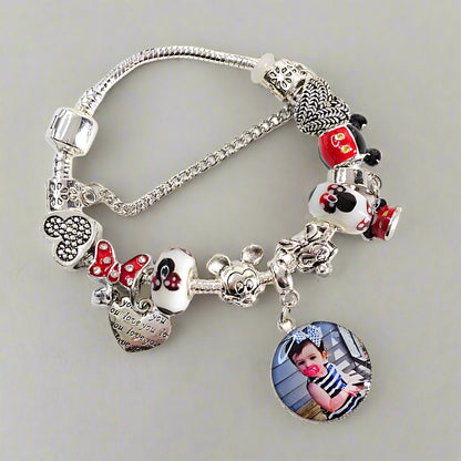 Magical Memories Personalized Photo Charm Bracelet! ✨ Silver Mouse Themed Charm Bracelet ✨ Family Vacation Bracelet