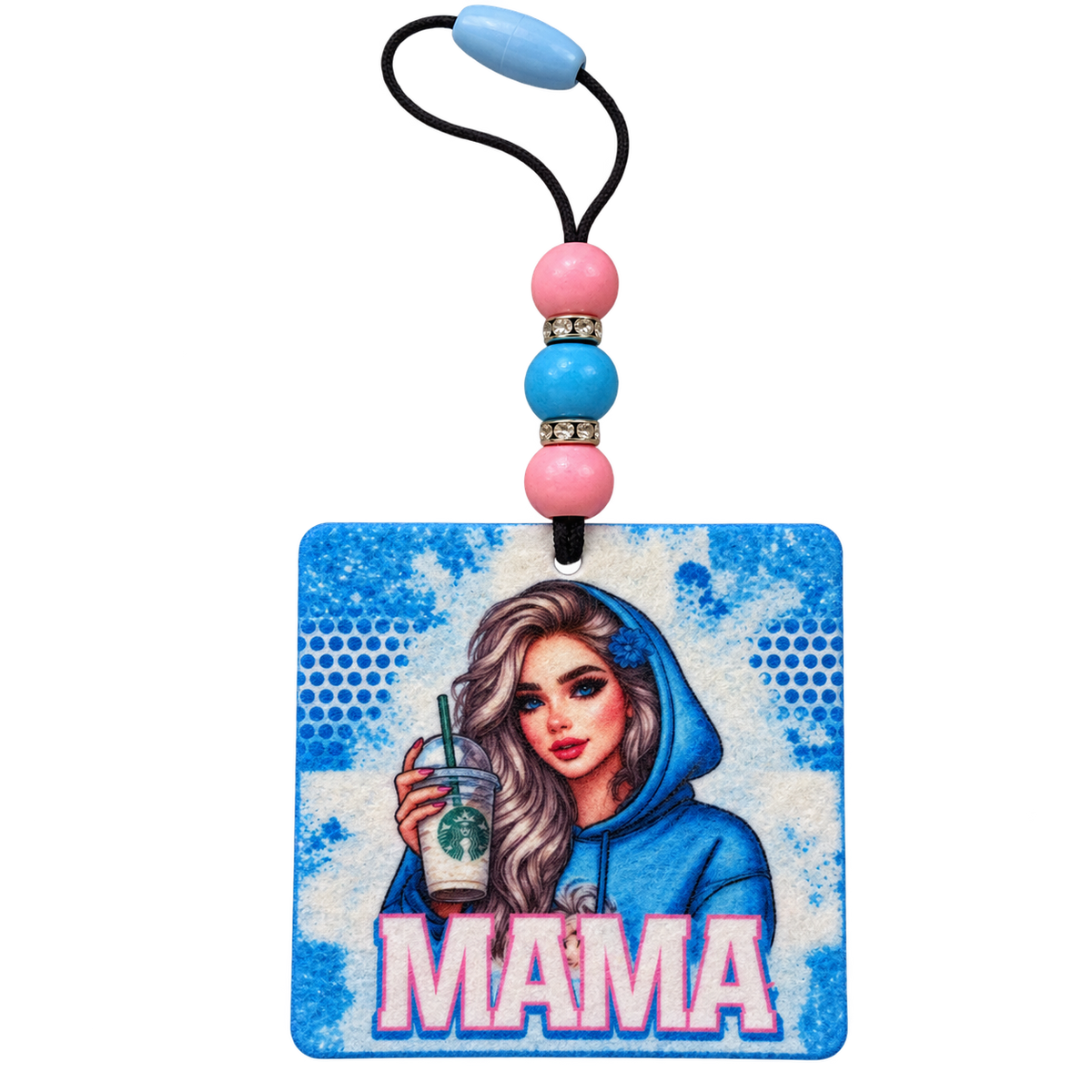 Mama’s Daily Grind | Beaded Felt Air Freshener + 2 mL Fragrance Spray