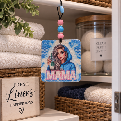 Mama’s Daily Grind | Beaded Felt Air Freshener + 2 mL Fragrance Spray