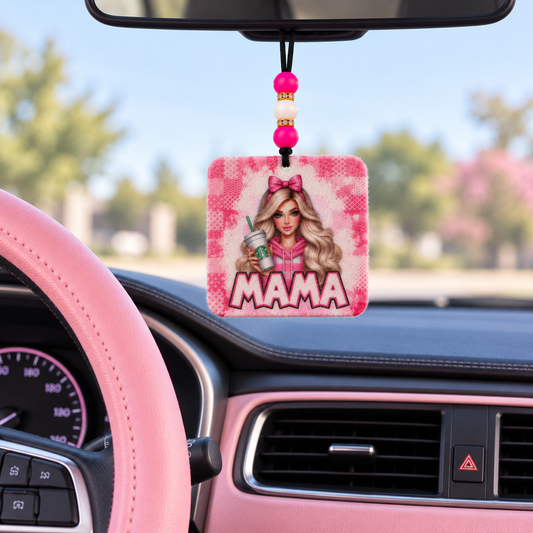 Mama’s Fresh Era | Pink Mama Felt Air Freshener with Beaded Hanger