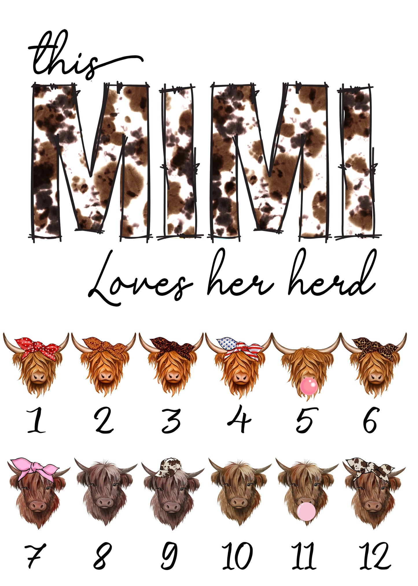 Mimi Loves Her Herd Mug – A Personalized Tribute to Mimi's Grandkids, Custom Cow Themed Coffee Mug, Gift For Mother's Day