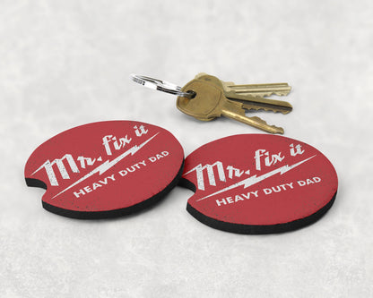 Mr Fix It Car Coasters - Set of 2 Funny Cup Coasters - Gift For Him