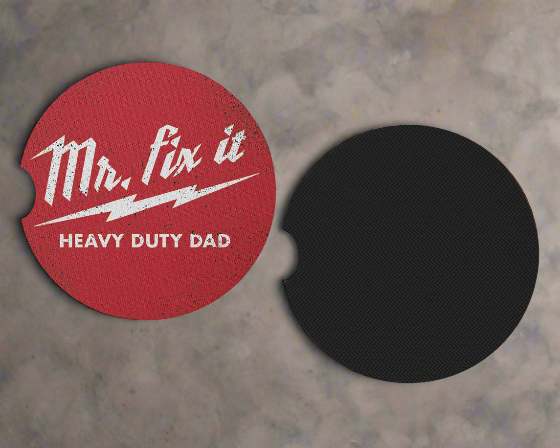 Mr Fix It Car Coasters - Set of 2 Funny Cup Coasters - Gift For Him