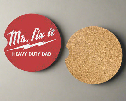 Mr Fix It Car Coasters - Set of 2 Funny Cup Coasters - Gift For Him