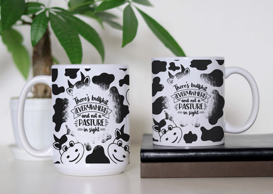 No Bull, Just Brew – The Ultimate Cow-Themed Coffee Mug! ☕ Funny Cow Print Coffee Cup 🐮 Cute Gift For Cow Lovers 🐄 Sassy Mug For Hot Tea