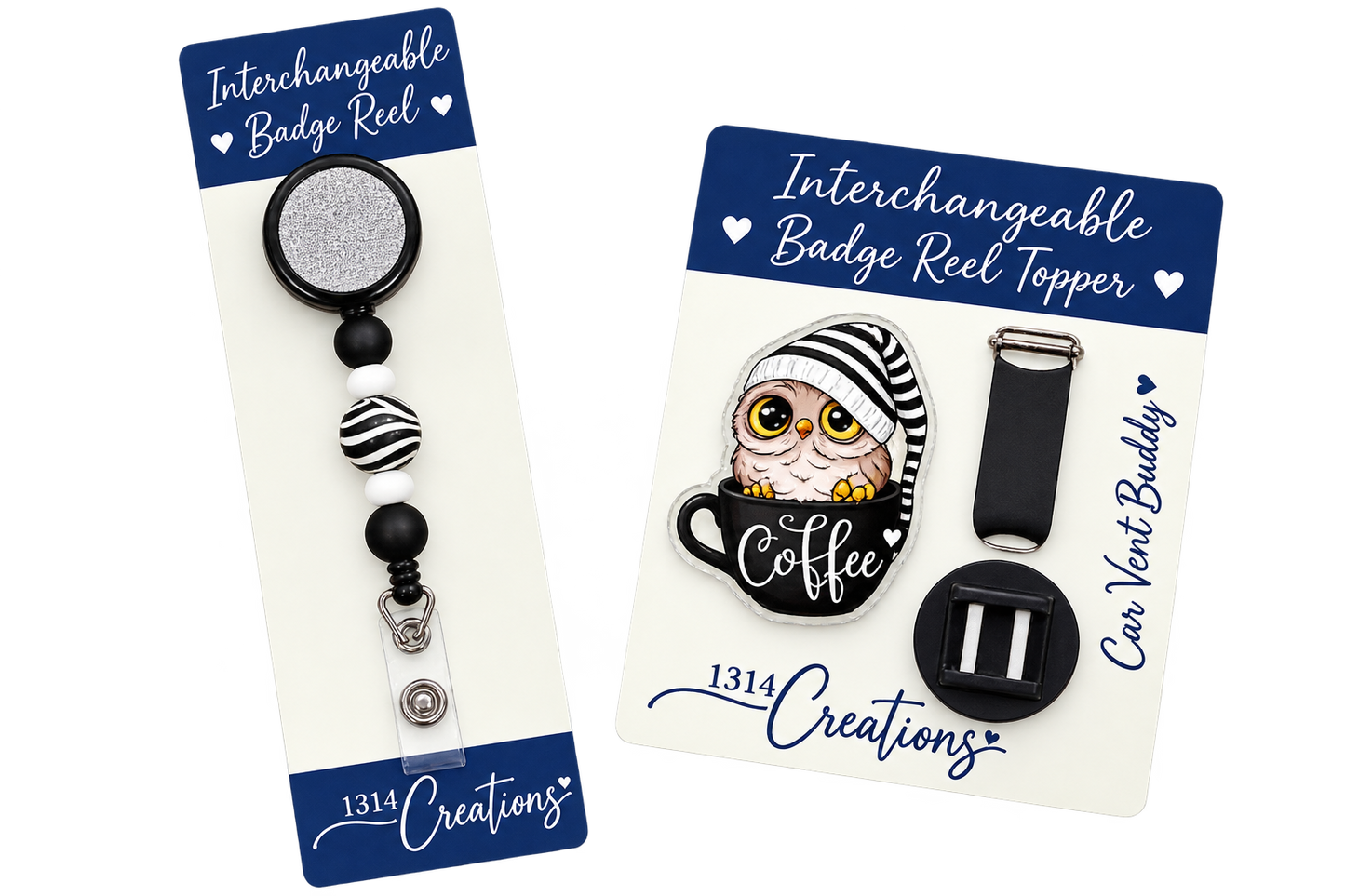 Owl I Need Is Coffee | Badge Reel Topper, Beaded Reel & Car Vent Buddy