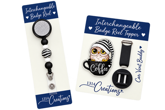 Owl I Need Is Coffee | Badge Reel Topper, Beaded Reel & Car Vent Buddy