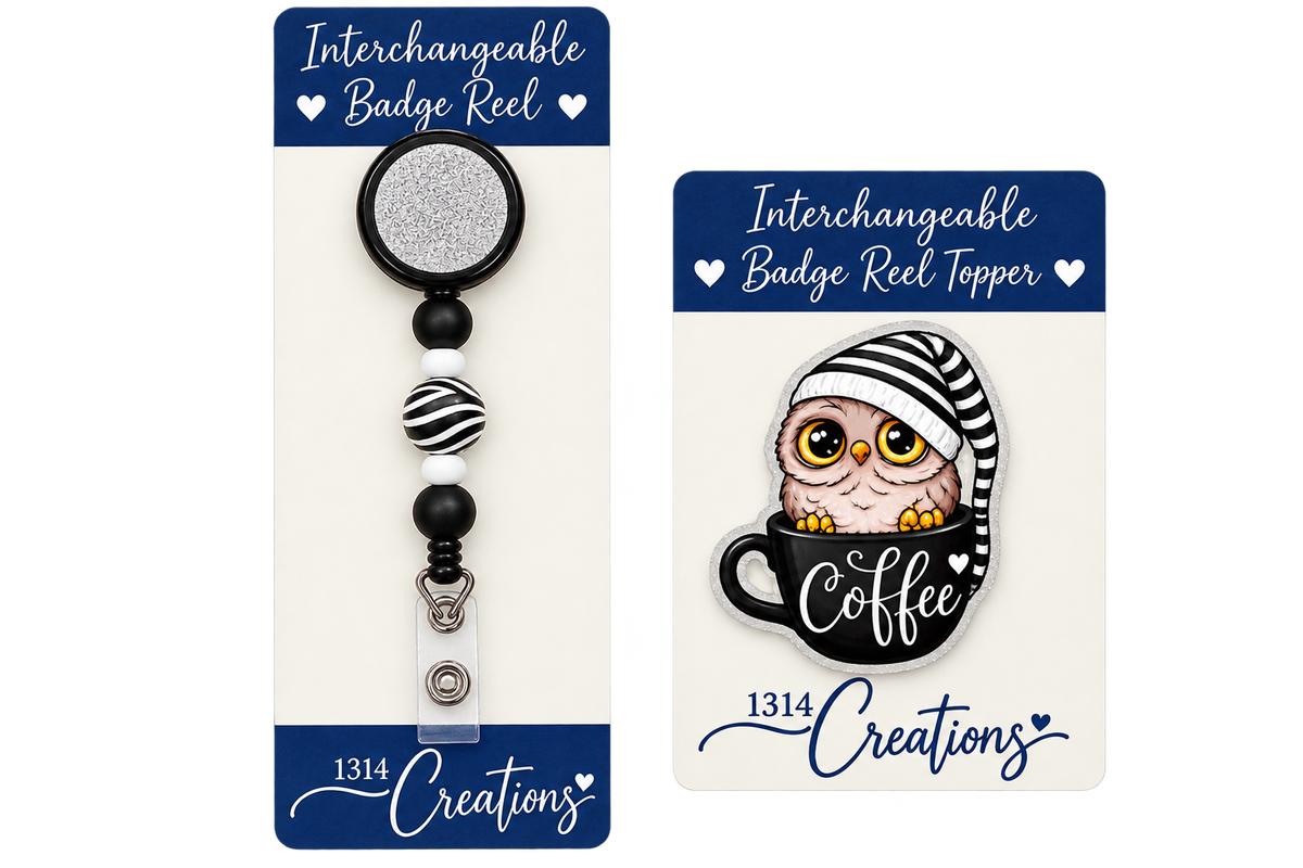Owl I Need Is Coffee | Badge Reel Topper, Beaded Reel & Car Vent Buddy