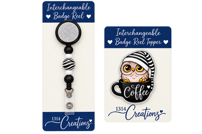 Owl I Need Is Coffee | Badge Reel Topper, Beaded Reel & Car Vent Buddy