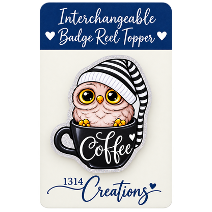 Owl I Need Is Coffee | Badge Reel Topper, Beaded Reel & Car Vent Buddy