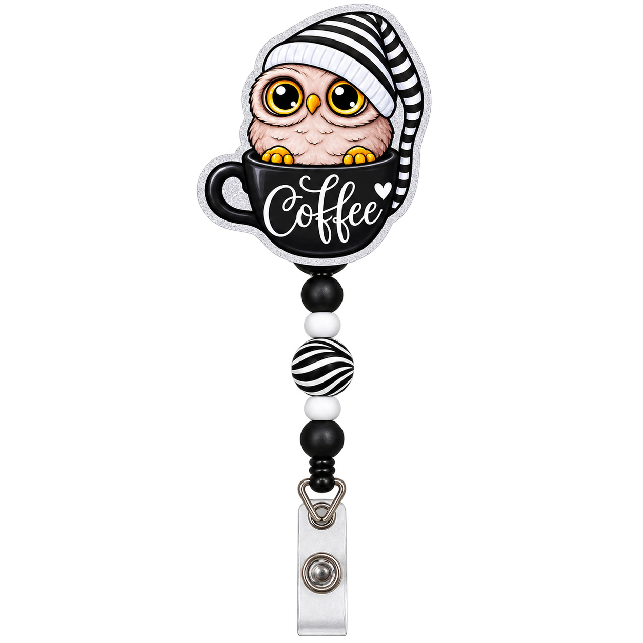 Owl I Need Is Coffee | Badge Reel Topper, Beaded Reel & Car Vent Buddy