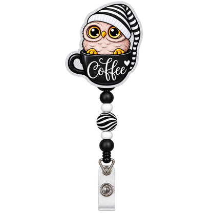 Owl I Need Is Coffee | Badge Reel Topper, Beaded Reel & Car Vent Buddy