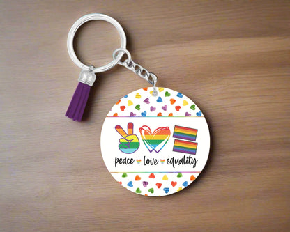 Peace Love Equality Wristlet Keychain – Wear Your Values with Pride! 🌈 Equal Rights Wristlet 🌈 Pride Month Rainbow Lanyard