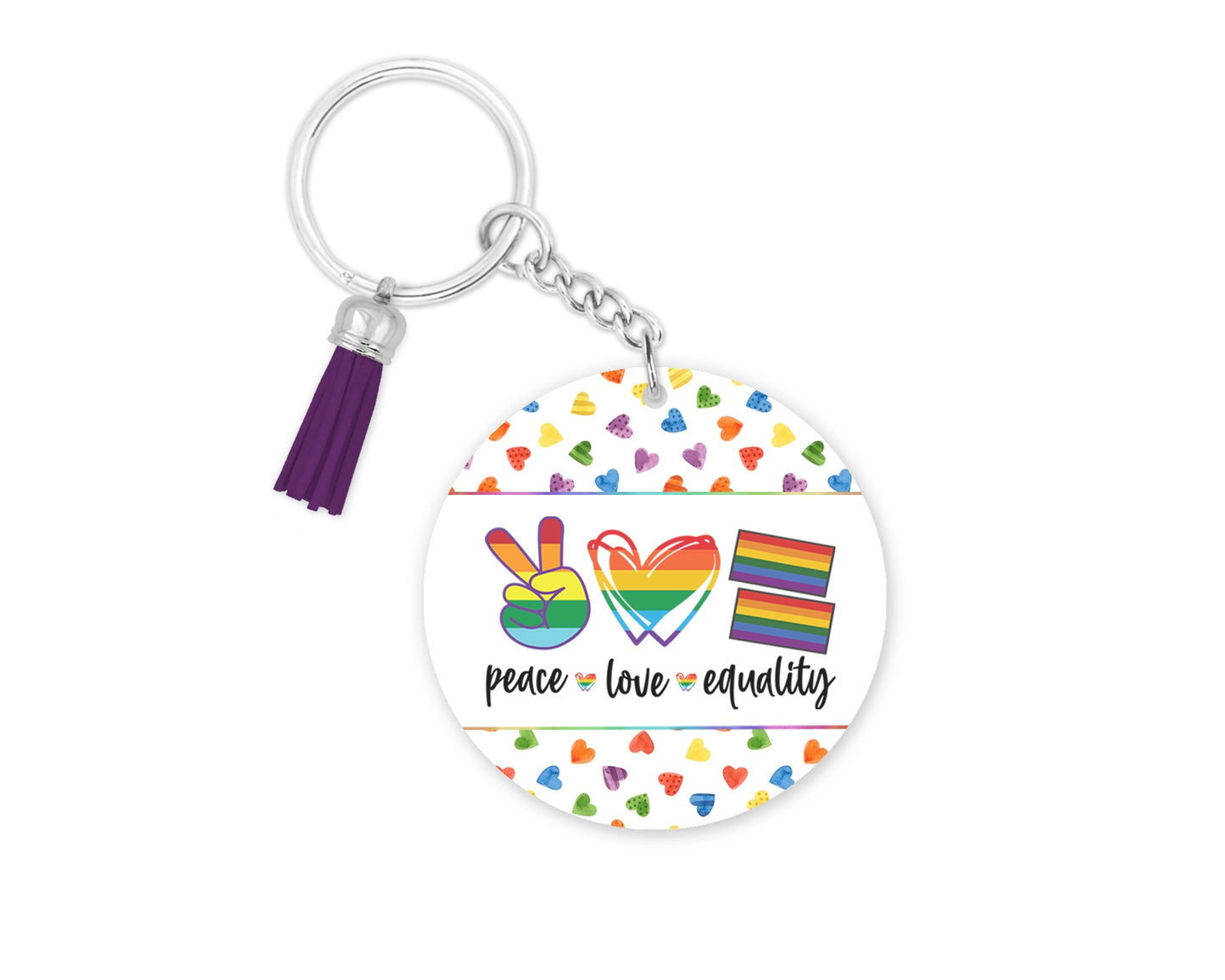 Peace Love Equality Wristlet Keychain – Wear Your Values with Pride! 🌈 Equal Rights Wristlet 🌈 Pride Month Rainbow Lanyard