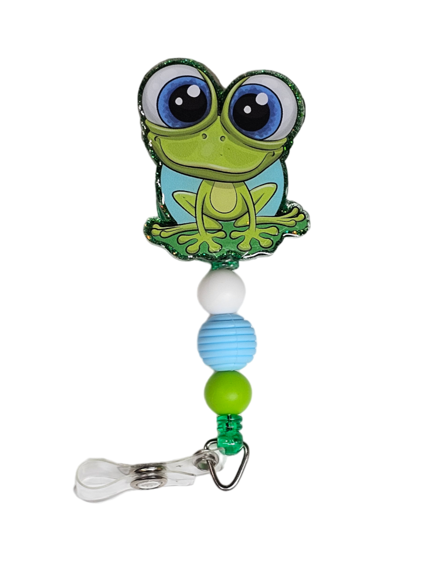 Hoppy Helper Badge Reel - Cute Frog Beaded ID Holder - Gift For Nurses