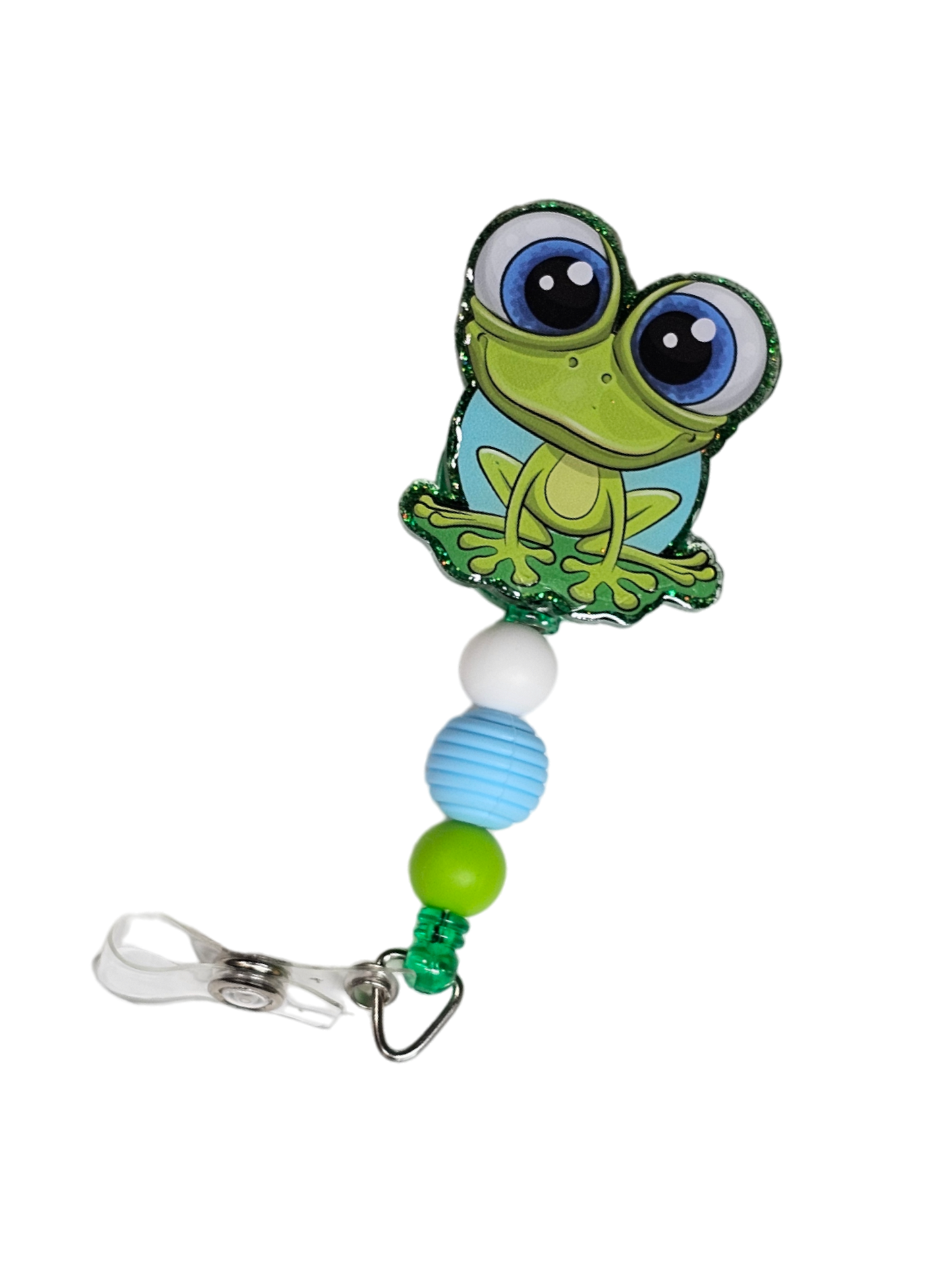 Hoppy Helper Badge Reel - Cute Frog Beaded ID Holder - Gift For Nurses