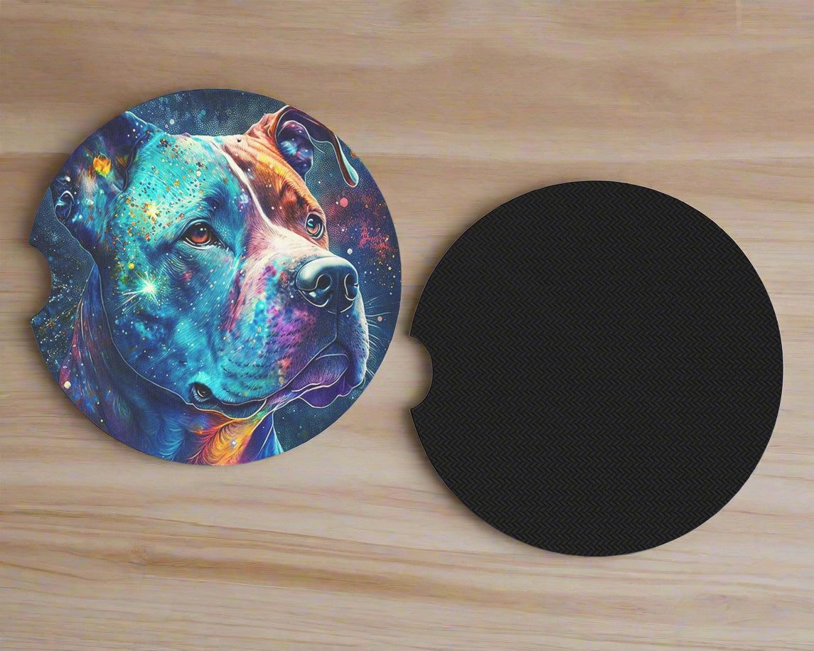 Pitbull Coasters - Set of 2 Car Coasters - Gift For Dog Lovers